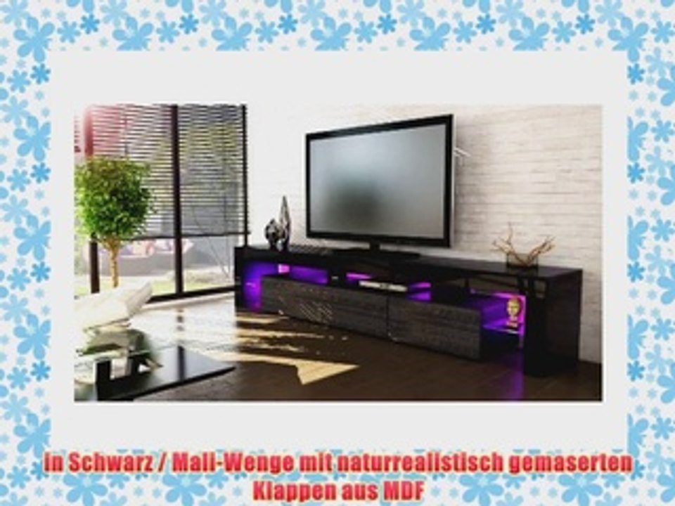 TV Board Lowboard Lima V2 in Schwarz / Mali-Wenge