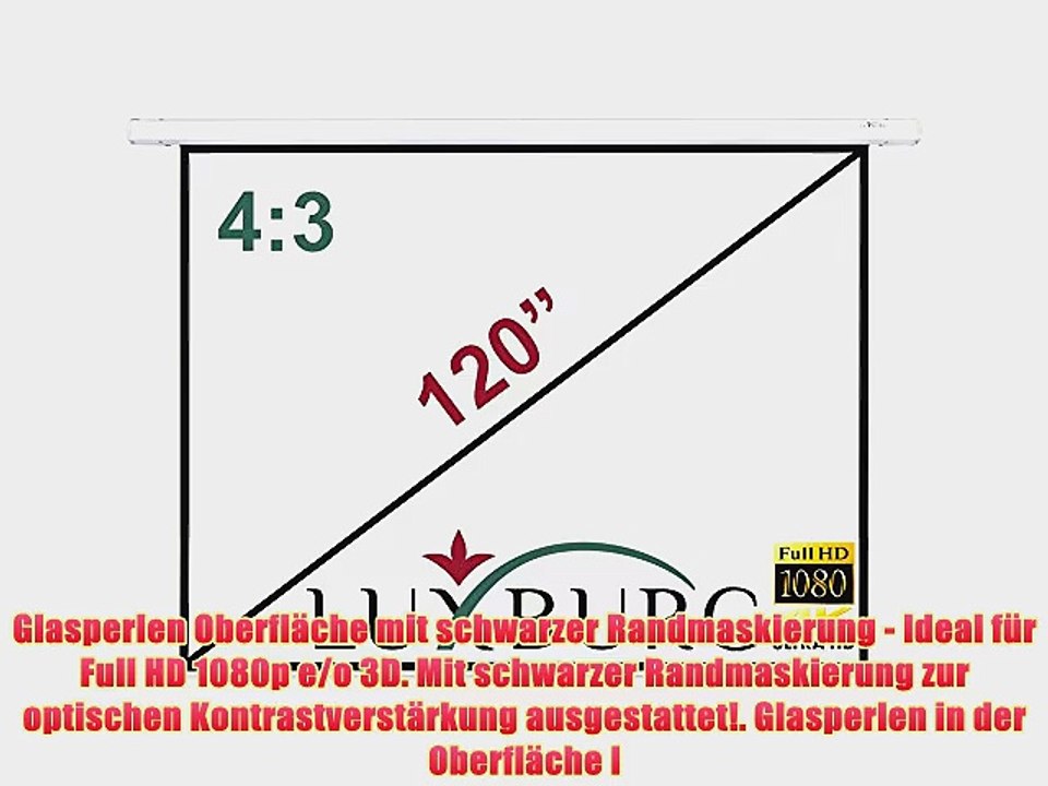 Luxburg? 120 244x183 cm Full HD 3D Motor-Leinwand Beamer Projektionsleinwand mit Funkfernbedingung