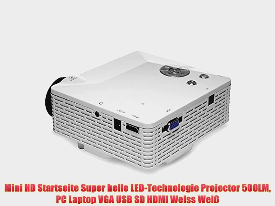 Mini HD Startseite Super helle LED-Technologie Projector 500LM PC Laptop VGA USB SD HDMI Weiss