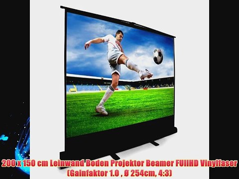 200 x 150 cm Leinwand Boden Projektor Beamer FUllHD Vinylfaser (Gainfaktor 1.0 ? 254cm 4:3)