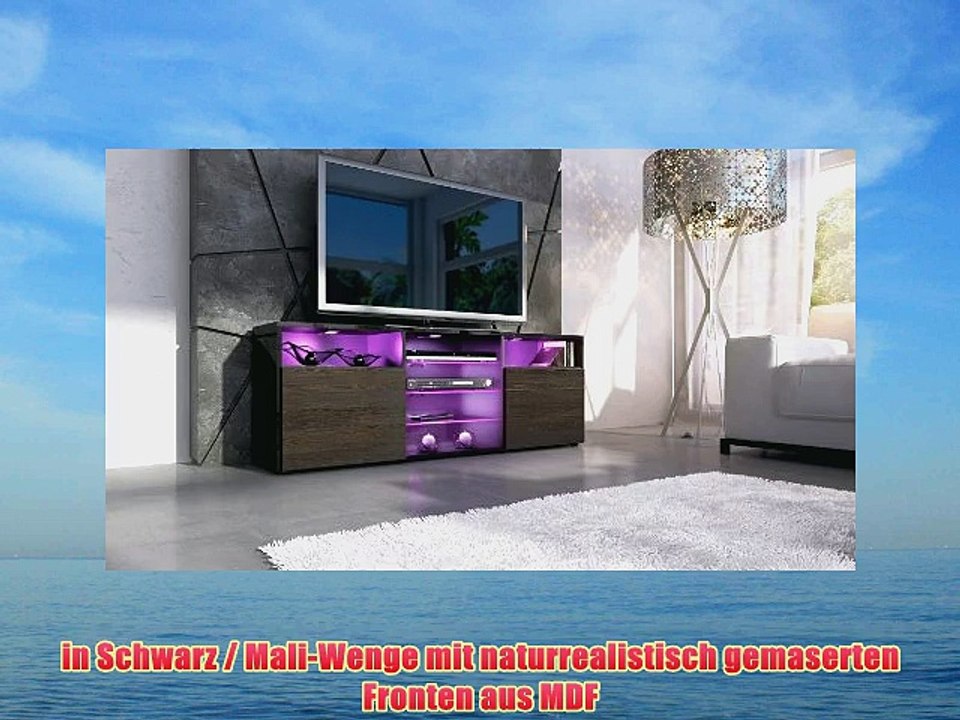 TV Board Lowboard Granada in Schwarz / Mali-Wenge