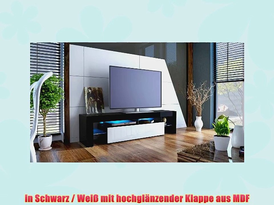 TV Board Lowboard Lima in Schwarz / Wei? Hochglanz