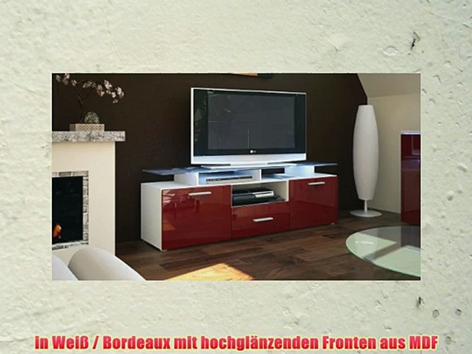 TV Board Lowboard Almada in Wei? / Bordeaux Hochglanz