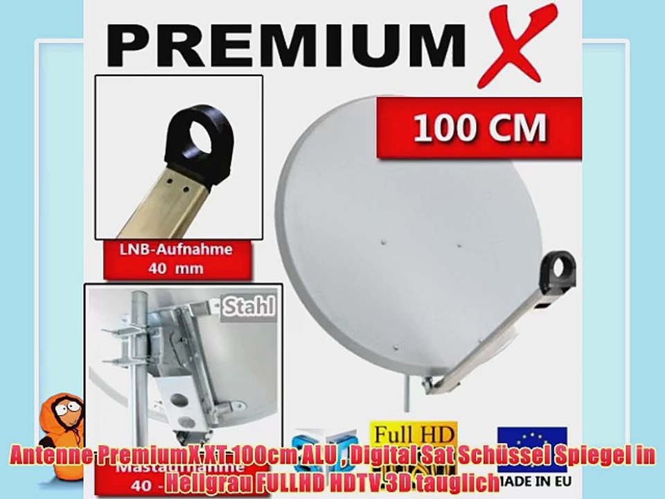 Antenne PremiumX XT 100cm ALU  Digital Sat Sch?ssel Spiegel in Hellgrau FULLHD HDTV 3D tauglich