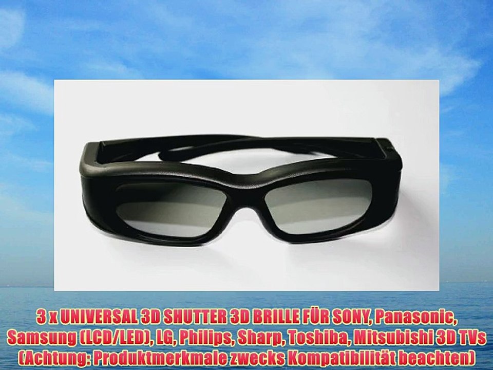 3 x UNIVERSAL 3D SHUTTER 3D BRILLE F?R SONY Panasonic Samsung (LCD/LED) LG Philips Sharp Toshiba