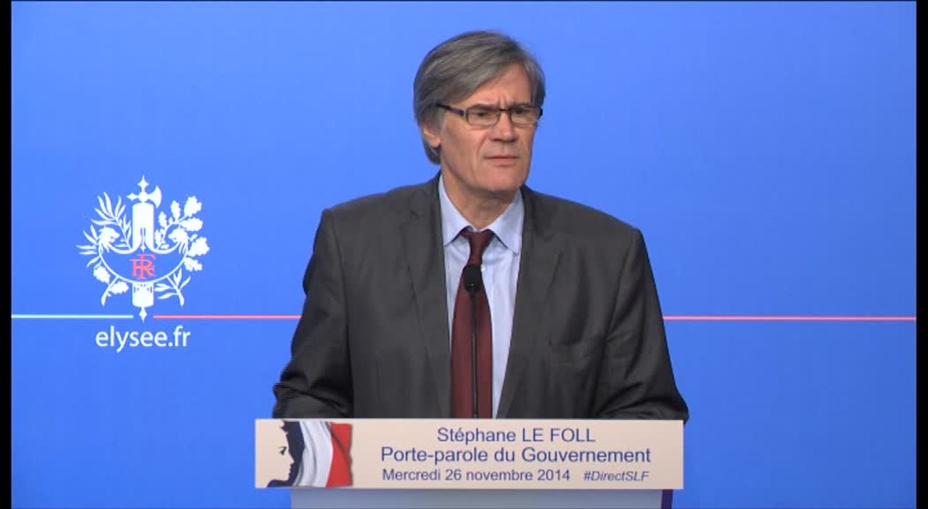 Compte rendu du Conseil des ministres du mercredi 26 novembre 2014