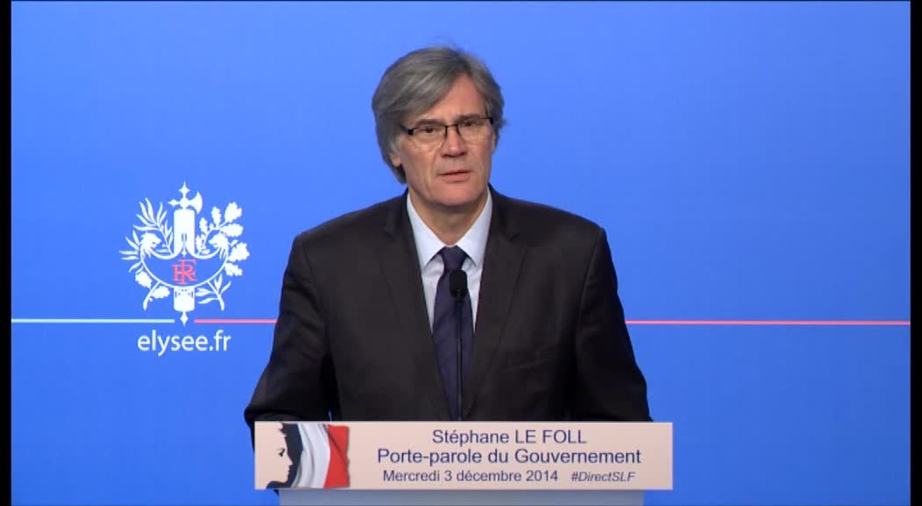 Compte rendu du Conseil des ministres du mercredi 3 décembre 2014