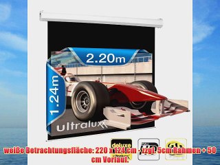 下载视频: 253cm (220x124 sichtbar) ULTRALUXX ? CINEXX DELUXE - 16:9 LUXUS PROFI Motorleinwand  IR-Fernbedienung