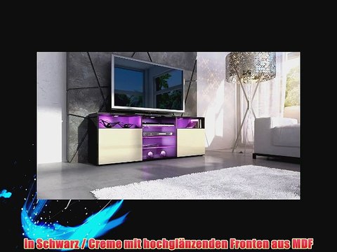 TV Board Lowboard Granada in Schwarz / Creme Hochglanz