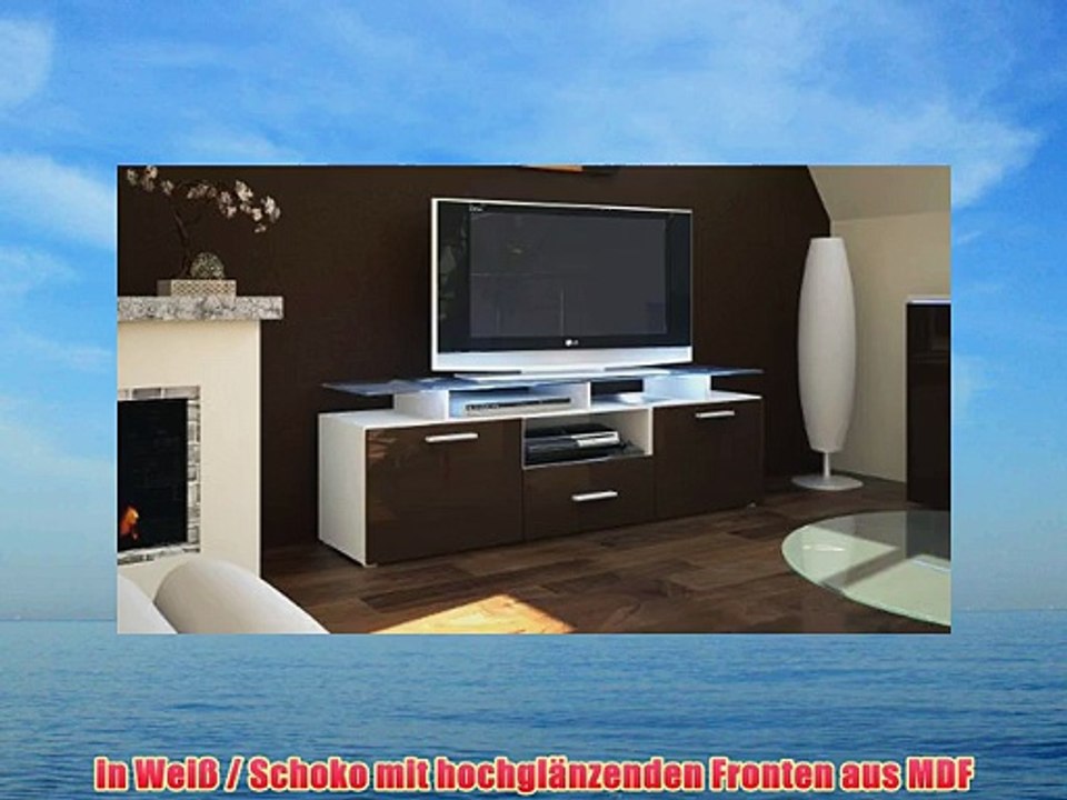 TV Board Lowboard Almada in Wei? / Schoko Hochglanz