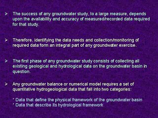 Groundwater Data Requirement and Analysis