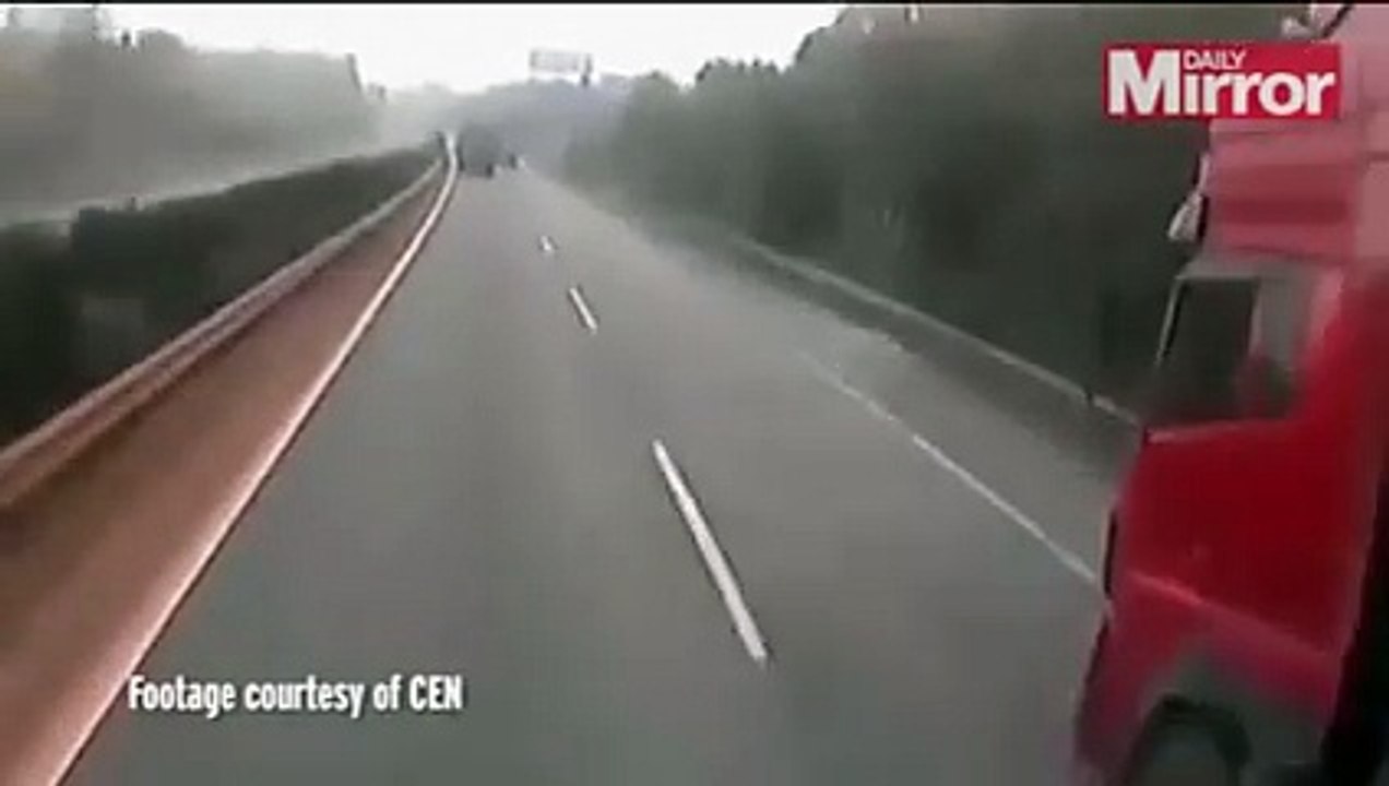 Watch moment Porsche 'full of cocaine' gets stuck under moving lorry after drug-dealing driver passe