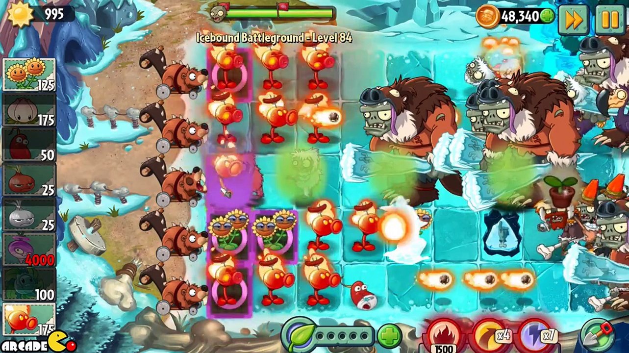 Plants vs Zombies 2  EPIC GLITCH Level 85 Icebound Battleground! (Frostbite Caves Part 2)