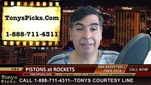 Houston Rockets vs. Detroit Pistons Free Pick Prediction NBA Pro Basketball Odds Preview 3-6-2015