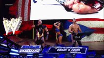 Santino Marella and Hacksaw Jim Duggan vs. Primo and Epico (w/ Rosa Mendes)