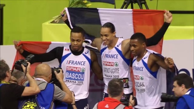 Les Français réalisent le triplé sur le 60m haies des championnats d’Europe en salle