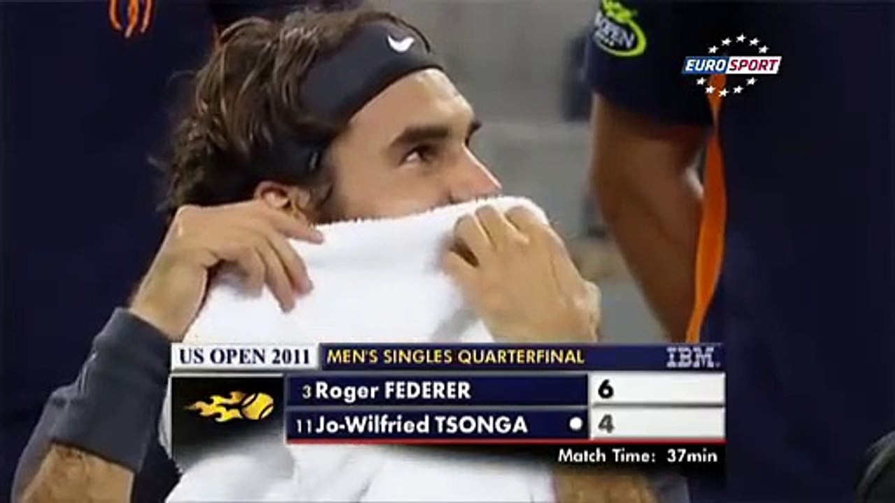 Federer Smiles Crazy Dance - US Open 2011
