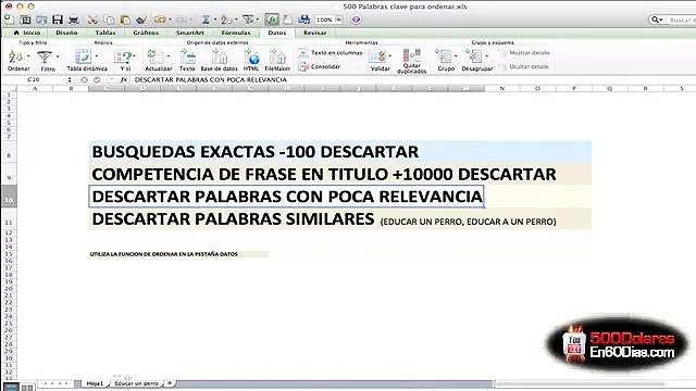 06.Cómo seleccionar las 30 palabras claves con la mayor relevancia, el mayor número de búsquedas