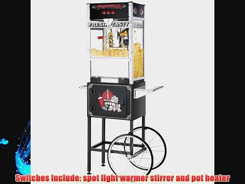 Great Northern Popcorn Black Commercial Popcorn Popper Machine with Cart 12oz