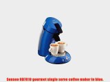 Senseo HD7810 gourmet single serve coffee maker in blue.