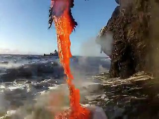 Rare up close footage of Lava entering the ocean