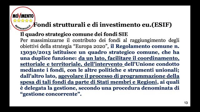 Sessione formativa Fondi Comunitari - terza puntata - MoVimento 5 Stelle