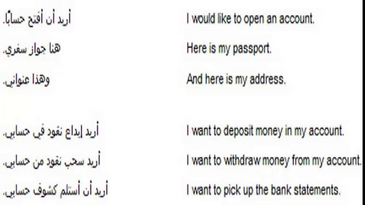 the bank Arabic lesson 60