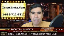 Denver Nuggets vs. Houston Rockets Free Pick Prediction NBA Pro Basketball Odds Preview 3-7-2015