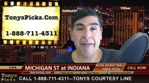 Indiana Hoosiers vs. Michigan St Spartans Free Pick Prediction NCAA College Basketball Odds Preview 3-7-2015