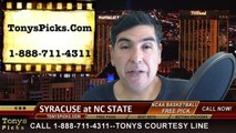 NC State Wolfpack vs. Syracuse Orange Pick Prediction NCAA College Basketball Odds Preview 3-7-2015