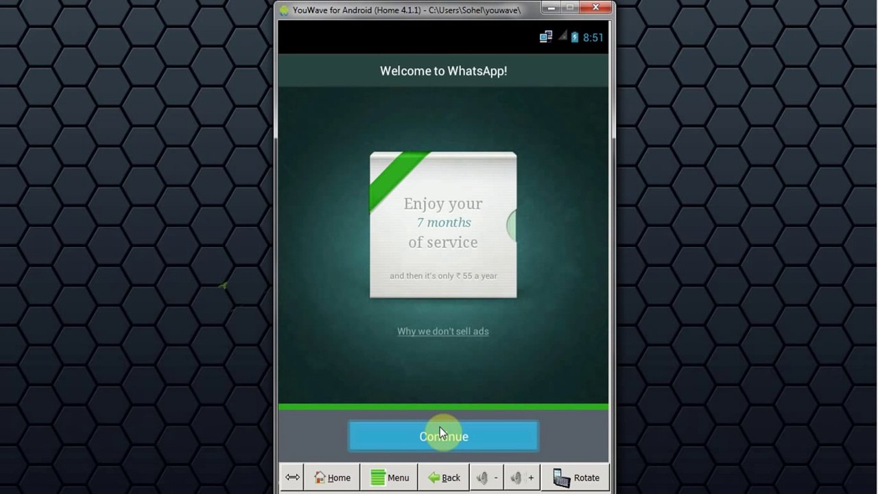 How to install Whatsapp on PC using youwave 4.0.4 [HD + Narration]