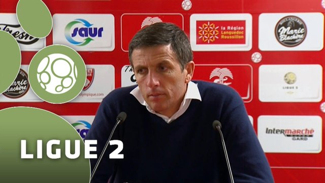 Conférence de presse Nîmes Olympique - GFC Ajaccio (2-0) : José PASQUALETTI (NIMES) - Thierry LAUREY (GFCA) - 2014/2015