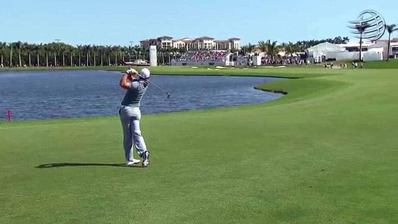Rory McIlroys approach into water and club toss at the Cadillac Championship