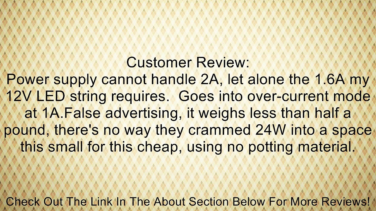 JACKYLED New DC 12V 2A 2.0A Switching Power Supply Adapter For 110V- 240V AC 50/60Hz 2.1mm Review