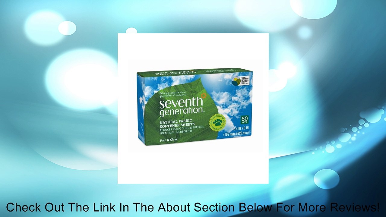 Seventh Generation Natural Fabric Softener Sheets Free and Clear -- 80 Sheets Review