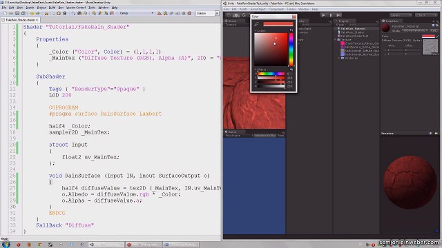 Fake rain surface shader Tutorial with 3D Unity basics