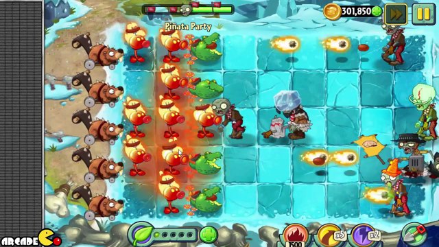 Plants vs Zombies 2 Fire Peashooter Pinata Party 3 8! ( Frostbite Caves Part 2)