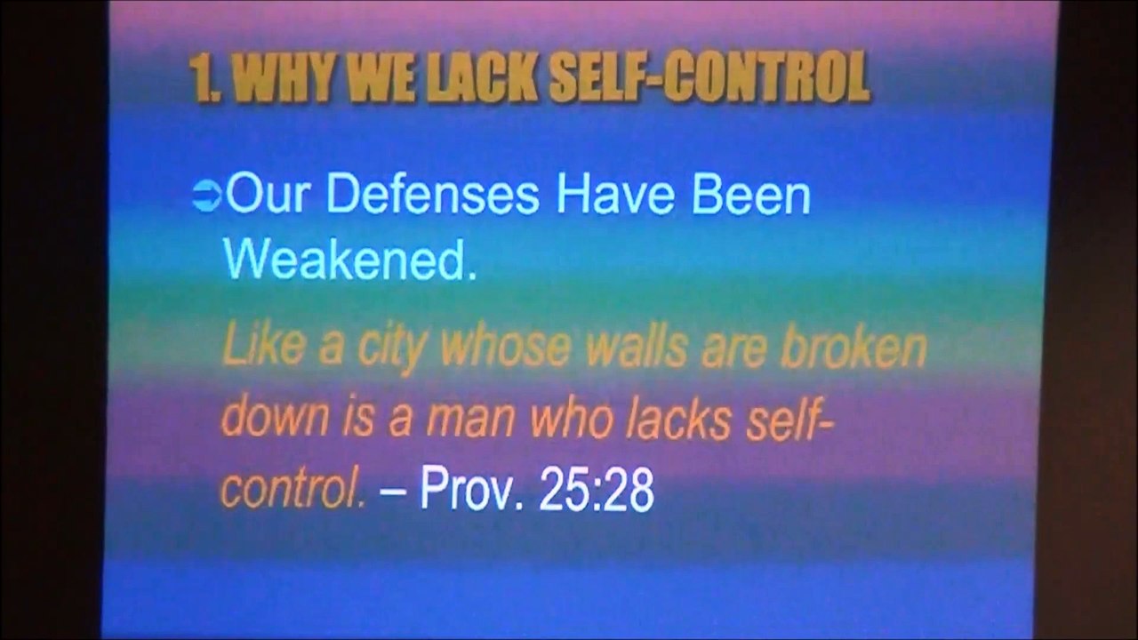 March 8, 2015 " I Am Dependent on God for Self-Control"