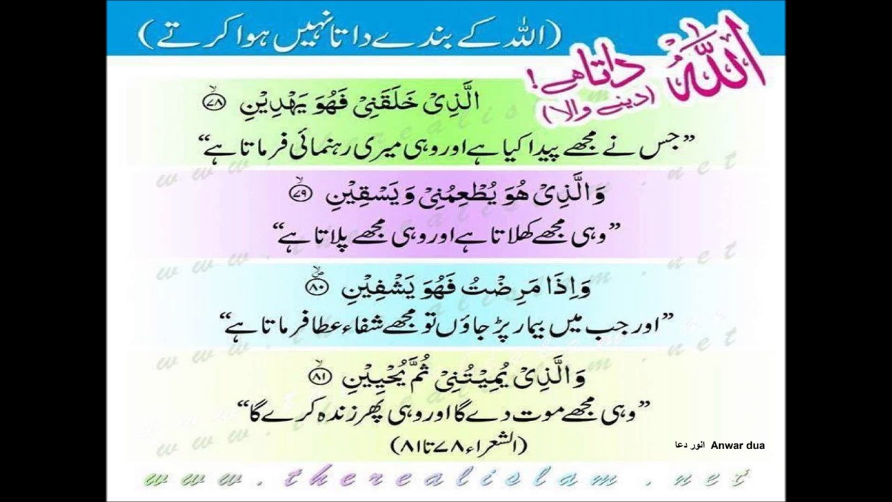 Quran Dua  روزمرہ زندگی  دعا قرانی