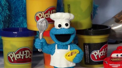 Disney Pixar Cars Lightning McQueen and Mater with Cookie Monster and Spyjet and Play Doh Snakes  lo