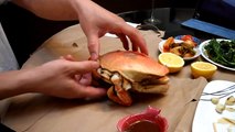 Opening a steamed crab