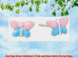 Sterling Silver Children's Pink and Blue Butterfly Earrings