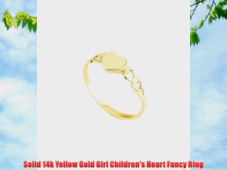 Solid 14k Yellow Gold Girl Children's Heart Fancy Ring