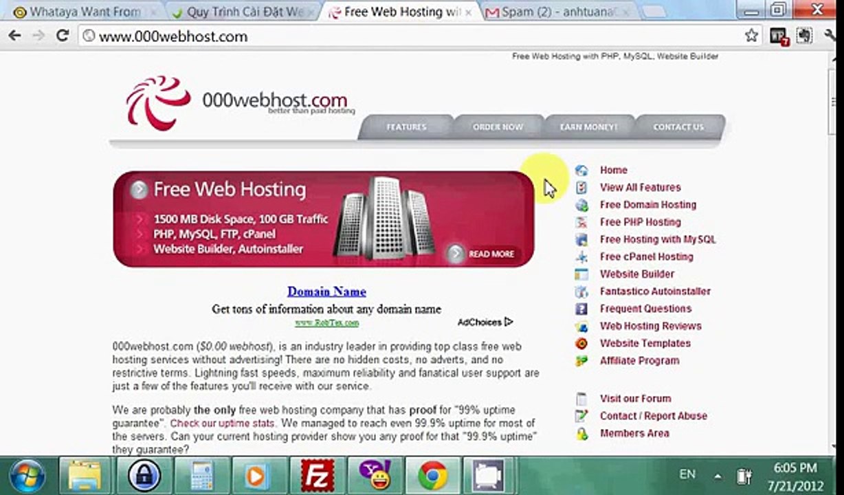 phần 1 - cách 3 - bước 1 - 000webhost   dang ky host domain free