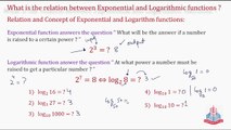 Relation between exponential and logrithmic functions