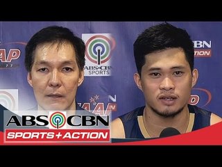 Post-game interview with Coach Eric and Gelo Alolino