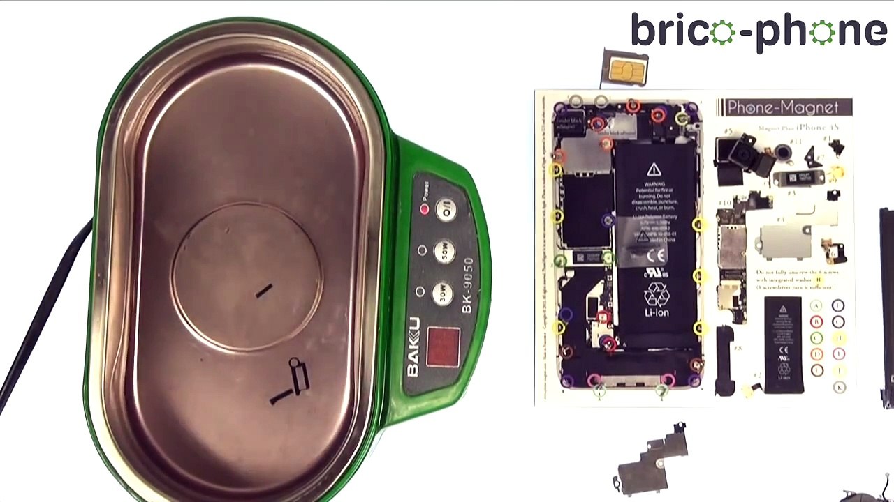 Répararaton d'un iPhone 4s tombé dans l'eau (désoxydation) HD démontage + remontage