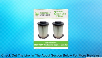 2 Hoover WindTunnel Bagless Canister Filters Washable & Reusable, Models # S3755 & S3765, Compare Part# 59134033, 43611-042, 43611042, 40140201, Designed & Engineered by Crucial Vacuum Review