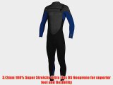 O'Neill Wetsuits Men's Superfreak F.U.Z.E. Zip 3/2mm Full Suit Black/Blue/Graph Large