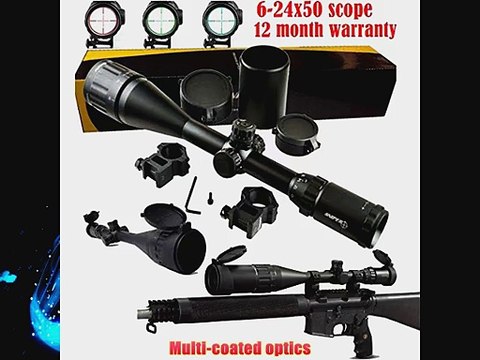 FSI Sniper 6-24x50mm Scope W front AO adjustment. Red/Blue/green mil-dot reticle. Comes with